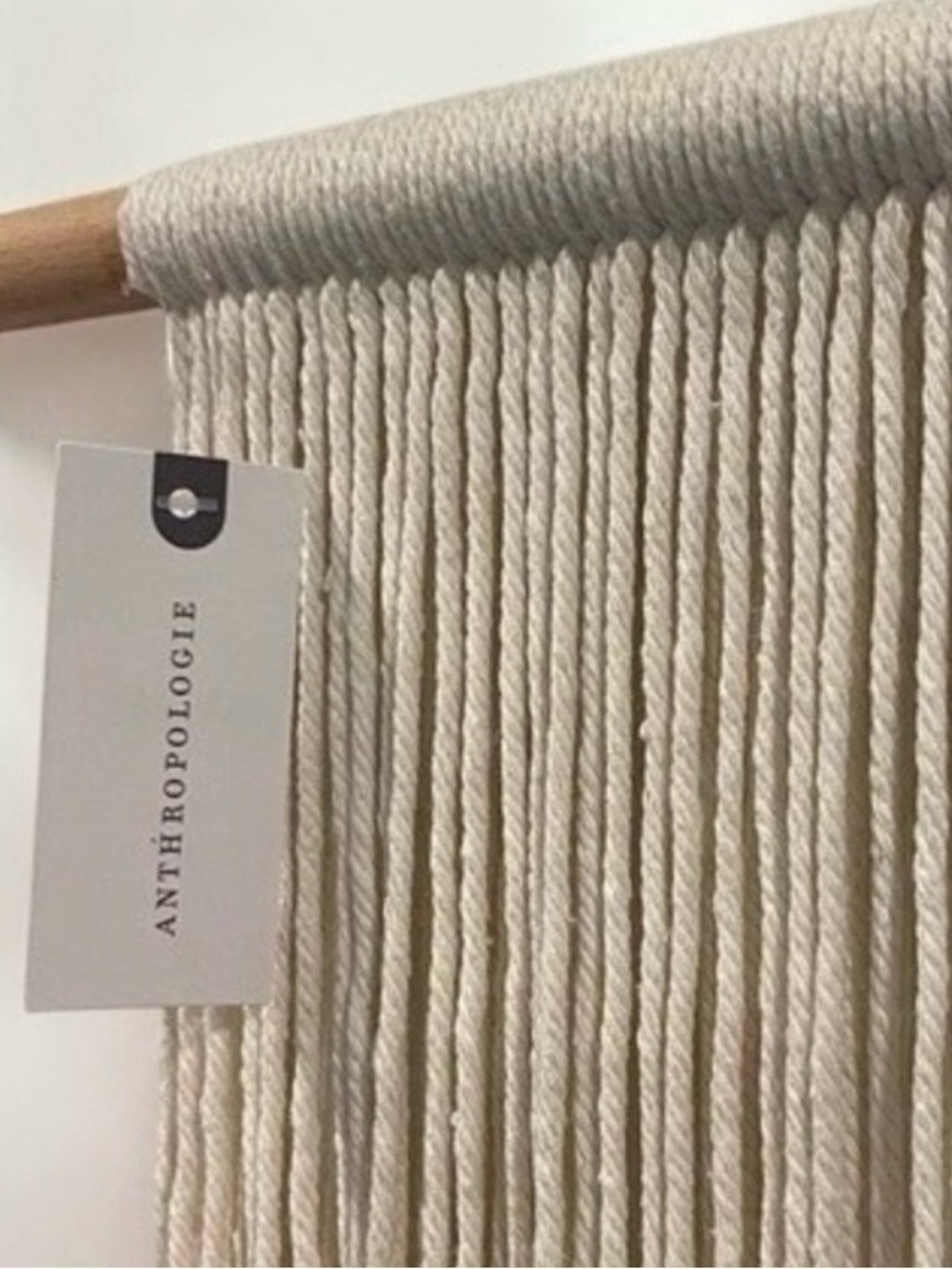 NEW Anthropologie XL Beige Woven Boho Beaded Tapestry Macrame Wall Hanging 57x40 - Picture 10 of 11